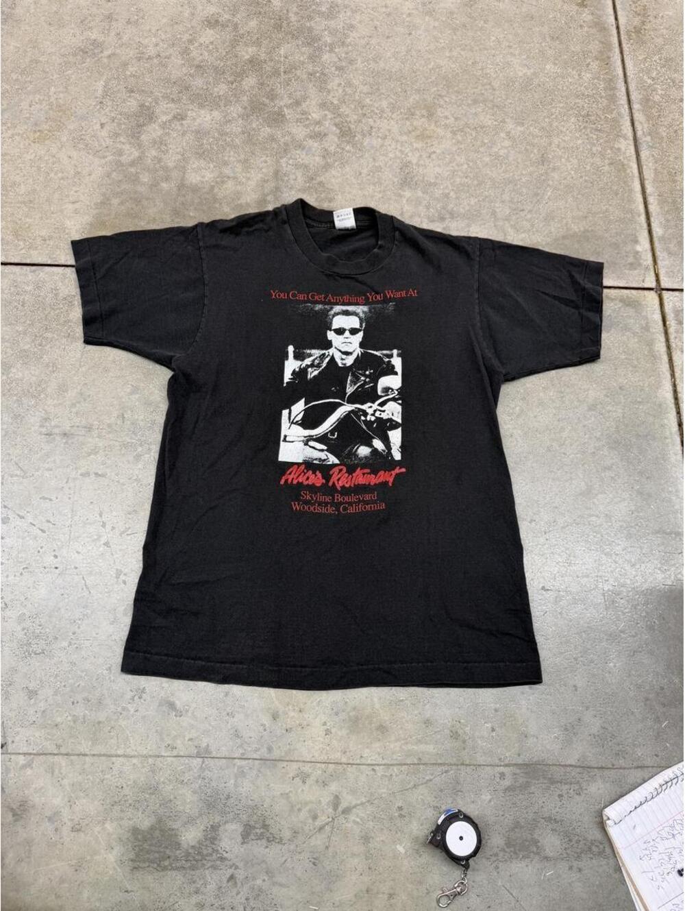 vintage alices restaurant movie film arnold schwarzenegger terminator shirt